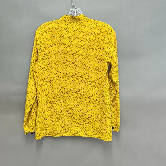 Vintage‎ 70s yellow twill floral print button up long sleeve top Size Small - Picture 15 of 16